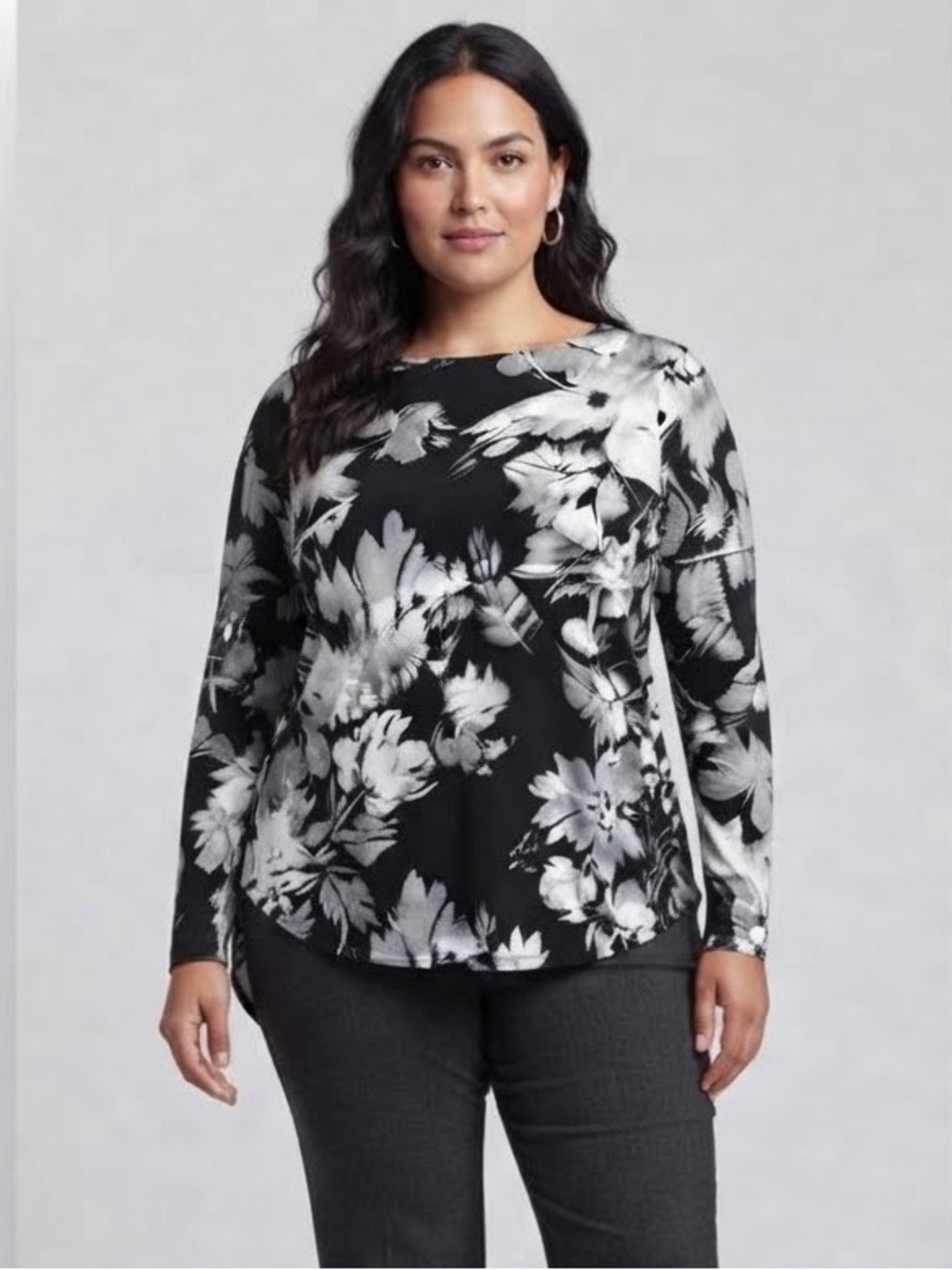 Calvin Klein Patterned Black and White Women's Top